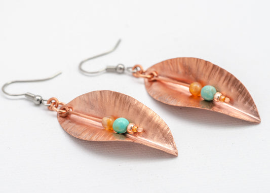 Spring Leaf Earrings Copper