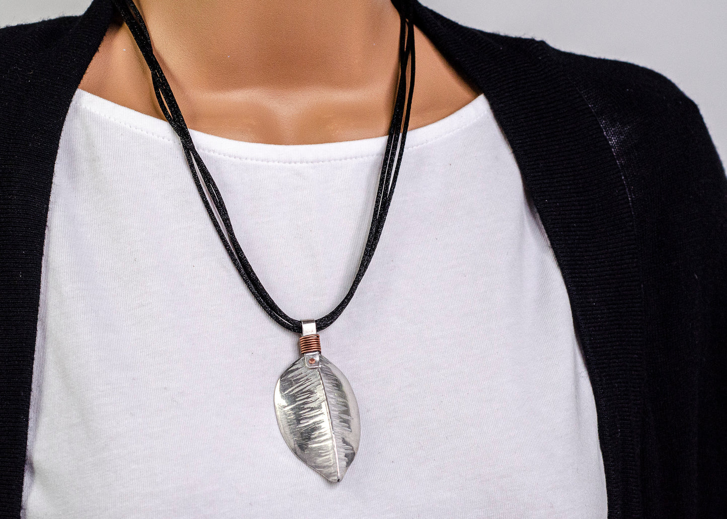 Fall Leaf Necklace Pewter