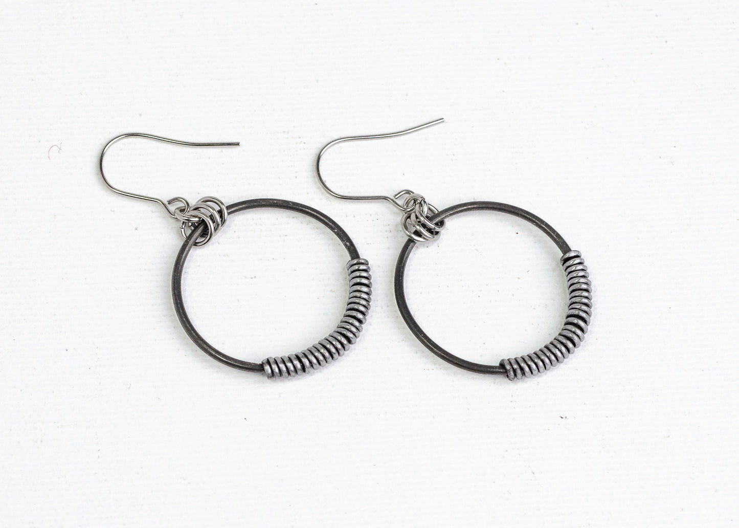 Mercury Concentric Earrings Steel Wrap