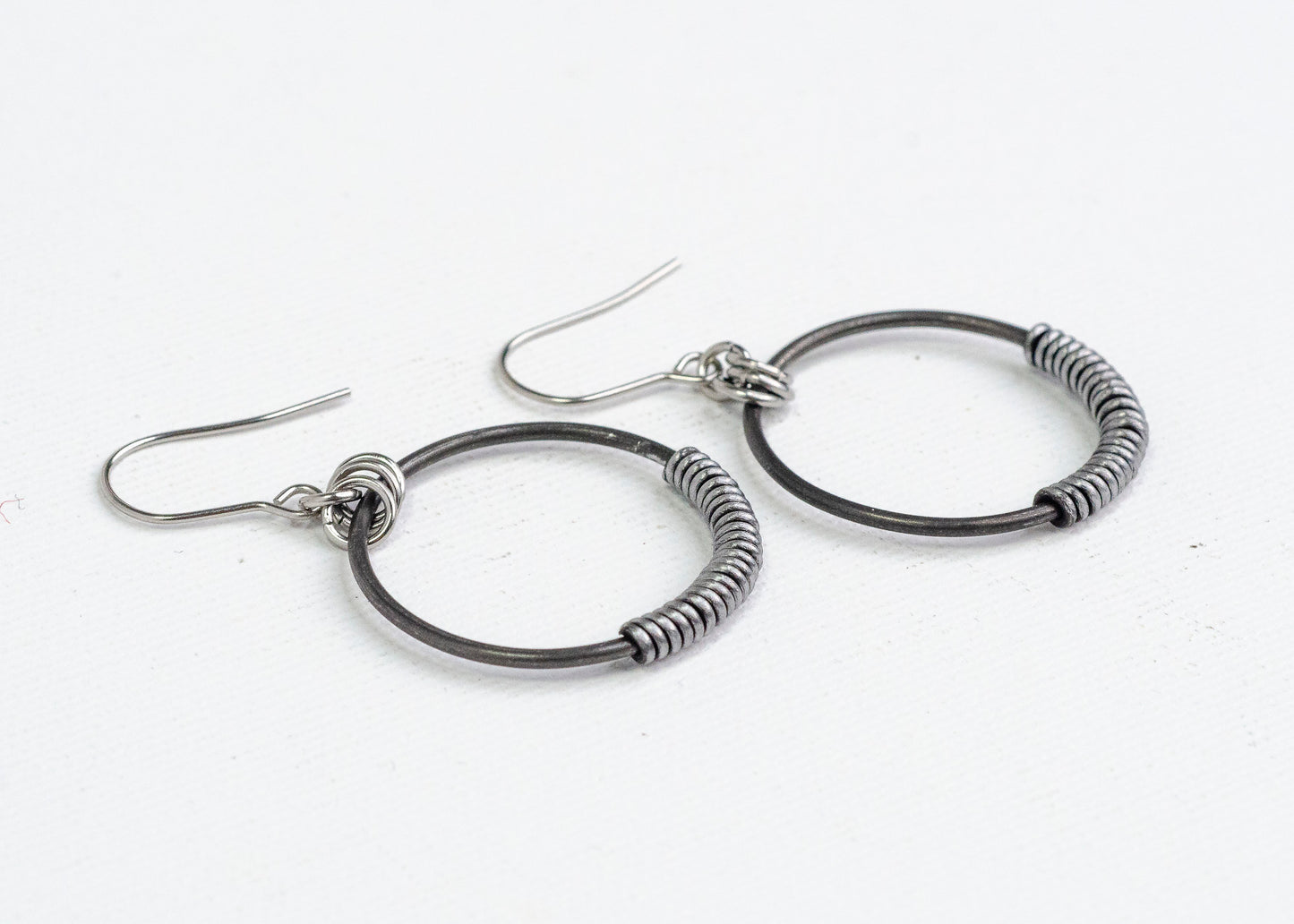 Mercury Concentric Earrings Steel Wrap