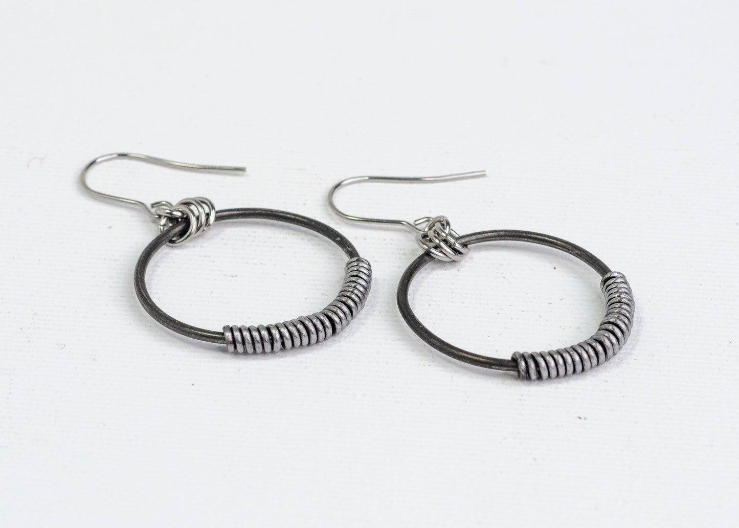 Mercury Concentric Earrings Steel Wrap