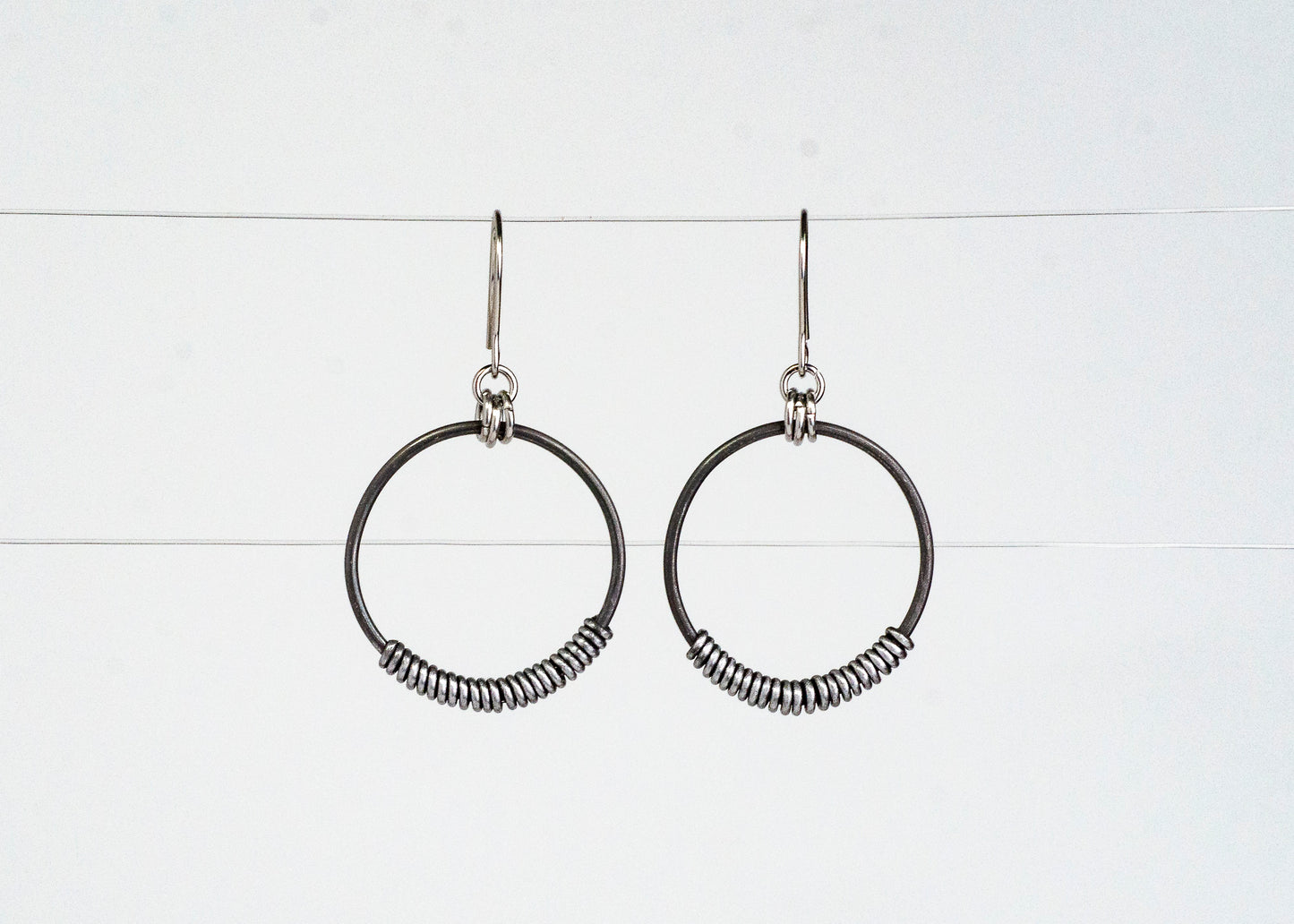 Mercury Concentric Earrings Steel Wrap