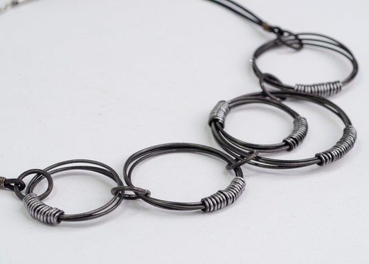 Concentric Necklace Steel Wrap